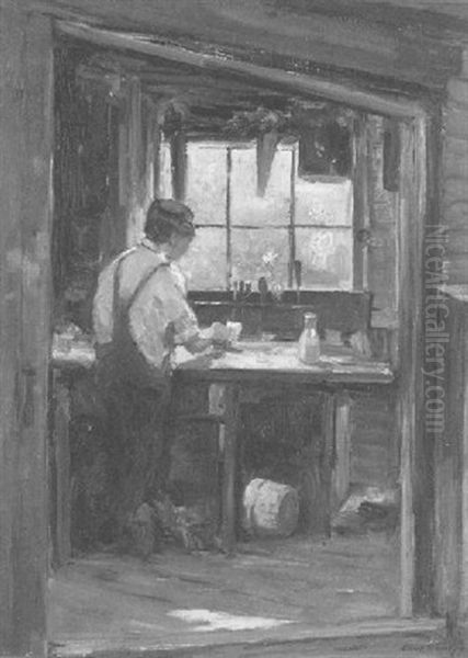 In The Workshed Oil Painting by Charles Paul Gruppe