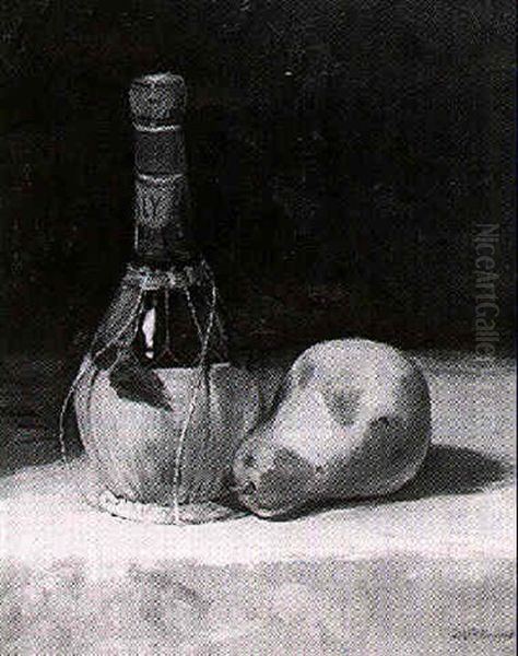 Still Life With Wine And Pear Oil Painting by Charles Paul Gruppe