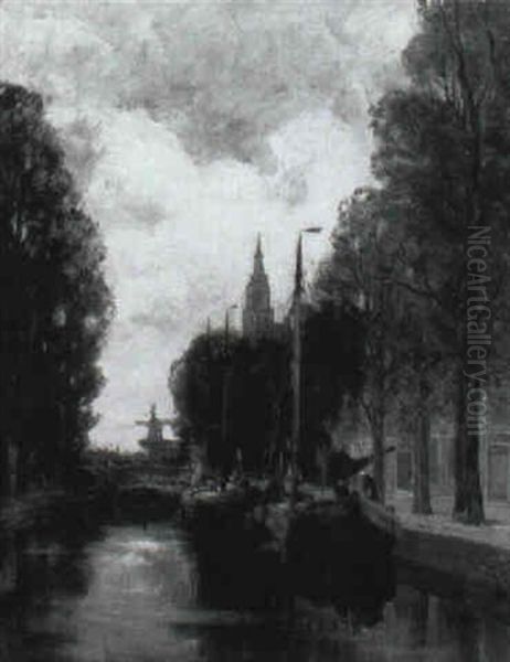 On The Canal Oil Painting by Charles Paul Gruppe