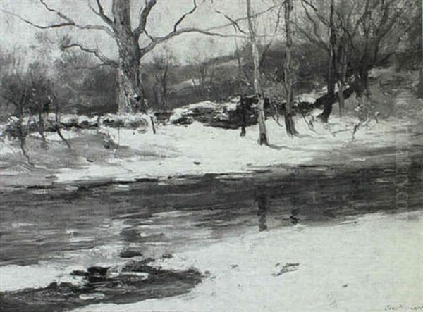 Stream In Winter Oil Painting by Charles Paul Gruppe