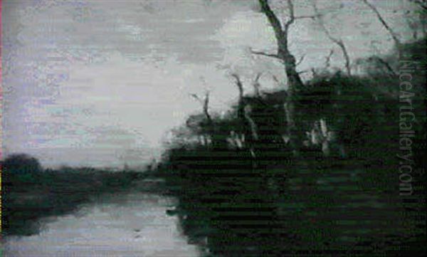 Twilight/a Canal View Oil Painting by Charles Paul Gruppe