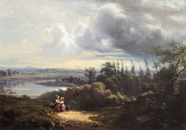 Landschaft - Motiv Bei Leitmertz Oil Painting by Julius Theodor Gruss