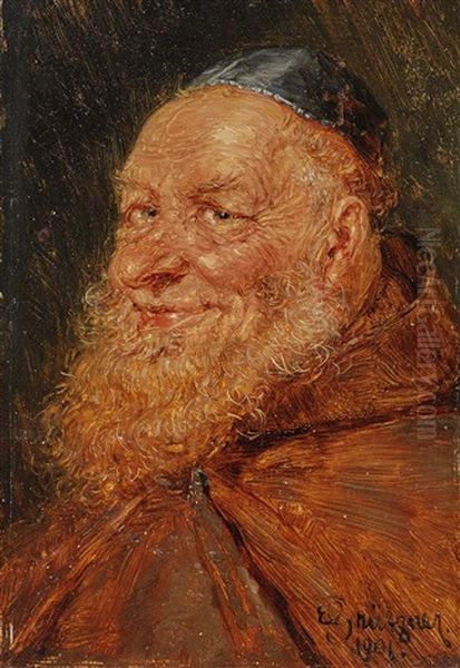 Smiling Monk Oil Painting by Eduard von Gruetzner