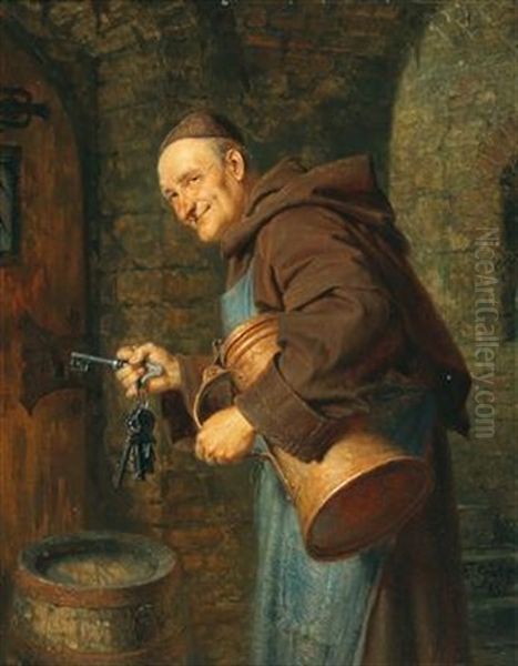 A Cellarer With A Bunch Of Keys Oil Painting by Eduard von Gruetzner