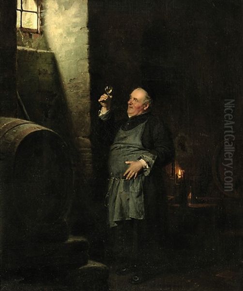 Bruder Kellermeister Bei Der Weinprobe Oil Painting by Eduard von Gruetzner