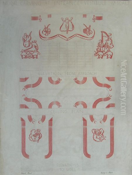 Design For A Mural Carving In Plaster Oil Painting by Edward Baird