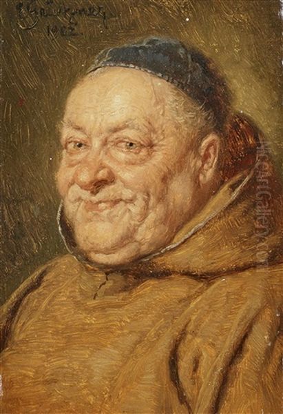 Smiling Monk Oil Painting by Eduard von Gruetzner