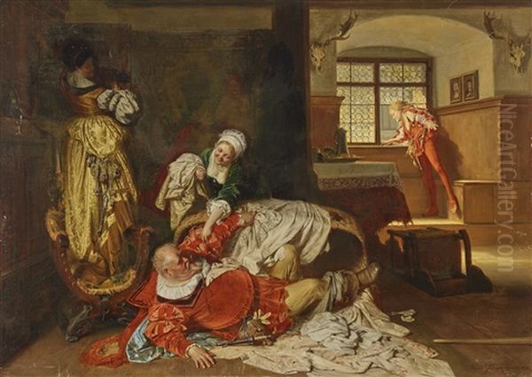 The Merry Wives Of Windsor Oil Painting by Eduard von Gruetzner