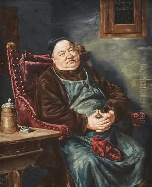 Smoking Monk Oil Painting by Eduard von Gruetzner