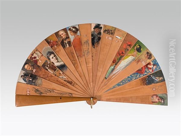 Fan With A Case Oil Painting by Eduard von Gruetzner