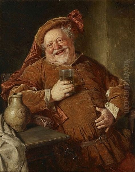 Falstaff Mit Krug Und Glas Oil Painting by Eduard von Gruetzner