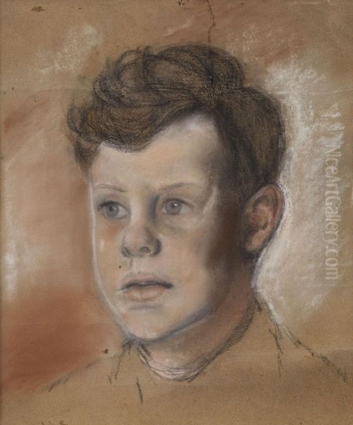 Portrait Of A Boy (ivor Pirie) Oil Painting by Edward Baird