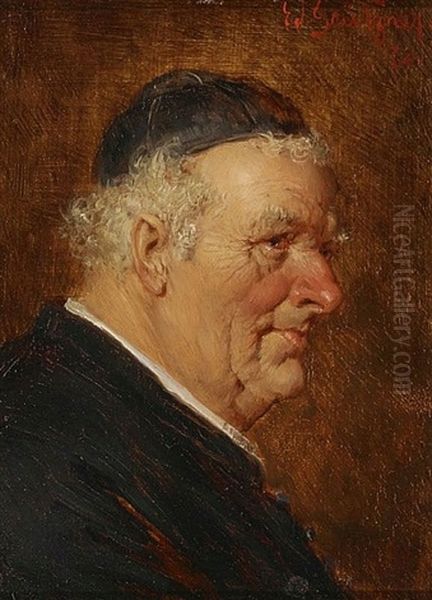 Geistlicher Im Profil Oil Painting by Eduard von Gruetzner