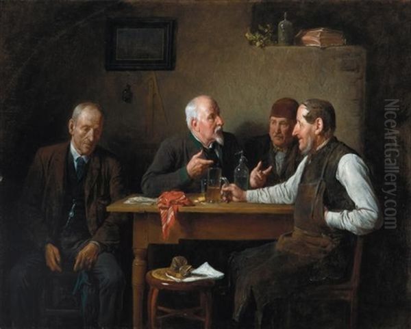 A Conversation After The Game Oil Painting by Eduard von Gruetzner