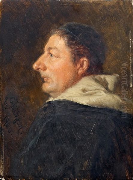 Portrait Of A Cleric Oil Painting by Eduard von Gruetzner