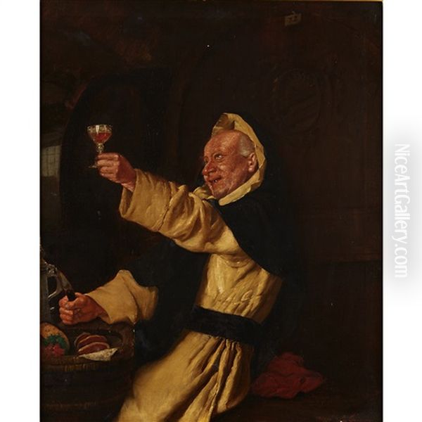 The Monk's Repast Oil Painting by Eduard von Gruetzner