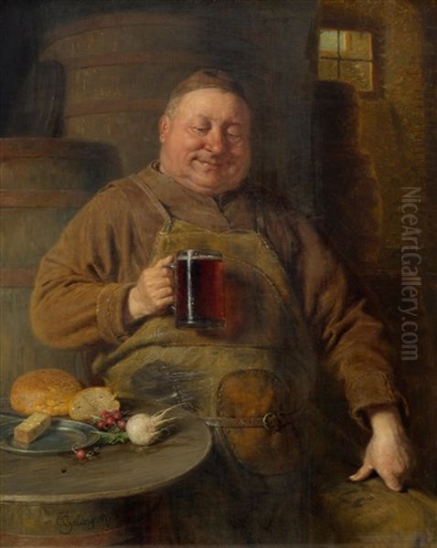 Die Brotzeit Des Klosterschafflers Oil Painting by Eduard von Gruetzner