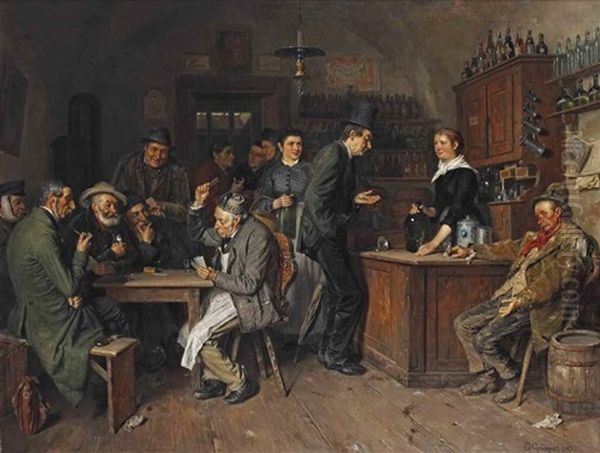 In Der Branntweinschenke: The Brandy Tavern Oil Painting by Eduard von Gruetzner