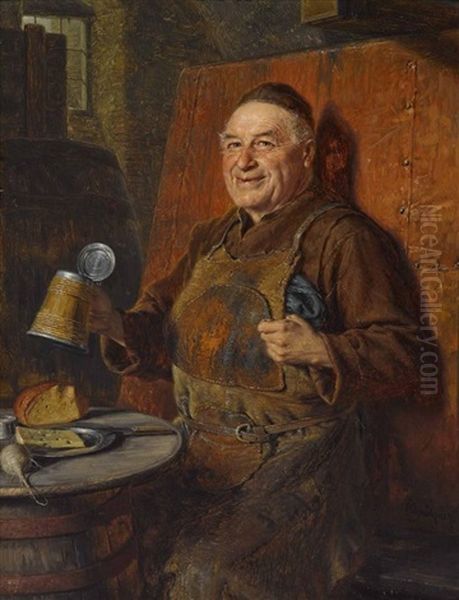 Bruder Kellermeister Bei Der Brotzeit Oil Painting by Eduard von Gruetzner