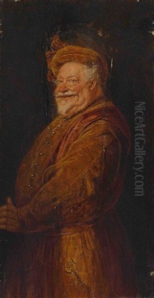 Falstaff (facherblatt) Oil Painting by Eduard von Gruetzner