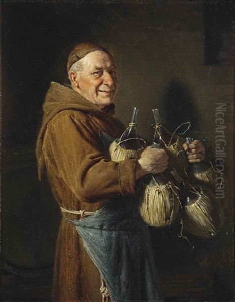 The Happy Monk Oil Painting by Eduard von Gruetzner