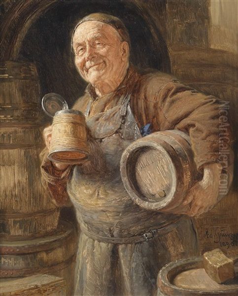 Der Zufriedene Kellermeister Oil Painting by Eduard von Gruetzner