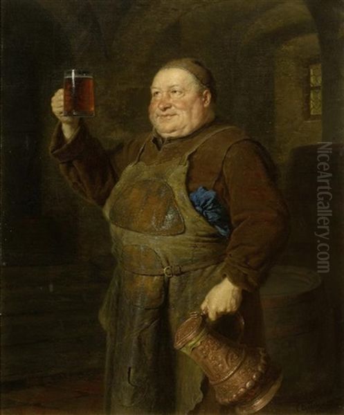 Monch Mit Bierkrug Oil Painting by Eduard von Gruetzner