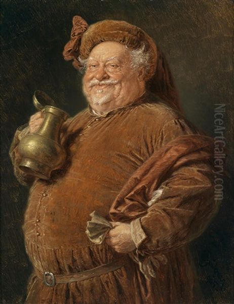 Falstaff Mit Weinkanne Oil Painting by Eduard von Gruetzner