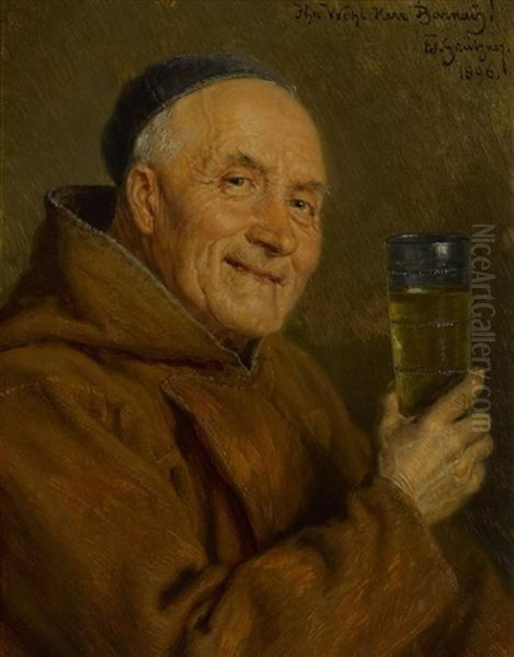 Prosit (ihr Wohl Herr Barnay!) Oil Painting by Eduard von Gruetzner