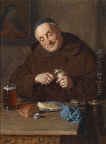 Brotzeit Oil Painting by Eduard von Gruetzner