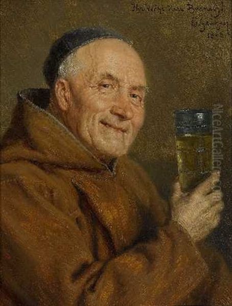 Prosit (ihr Wohl Herr Barnay!) Oil Painting by Eduard von Gruetzner