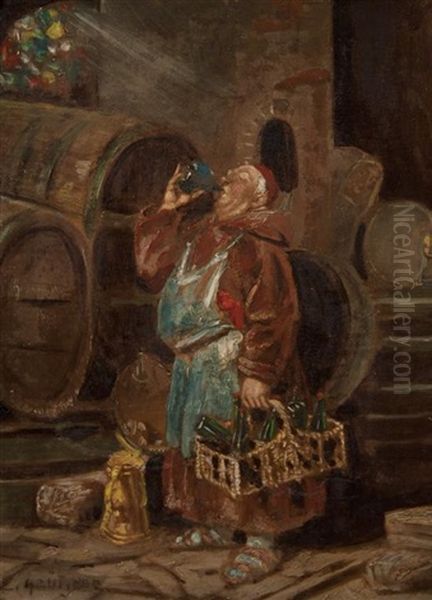 Taking A Sample Oil Painting by Eduard von Gruetzner