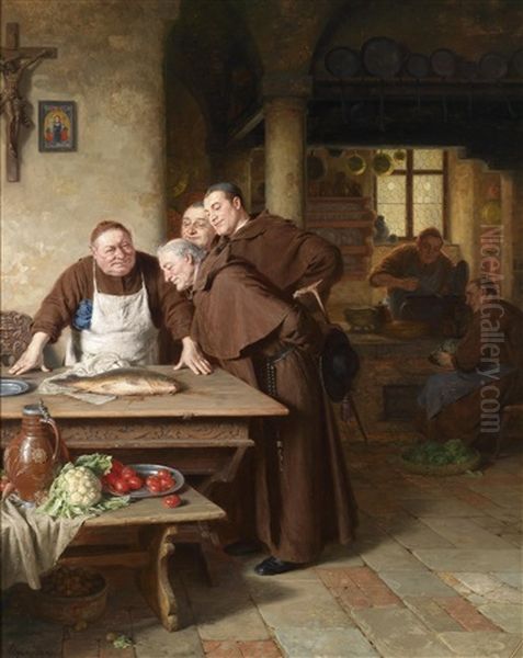 In Der Klosterkuche Oil Painting by Eduard von Gruetzner