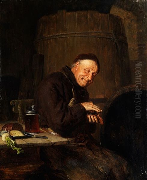 Vor Der Brotzeit Oil Painting by Eduard von Gruetzner