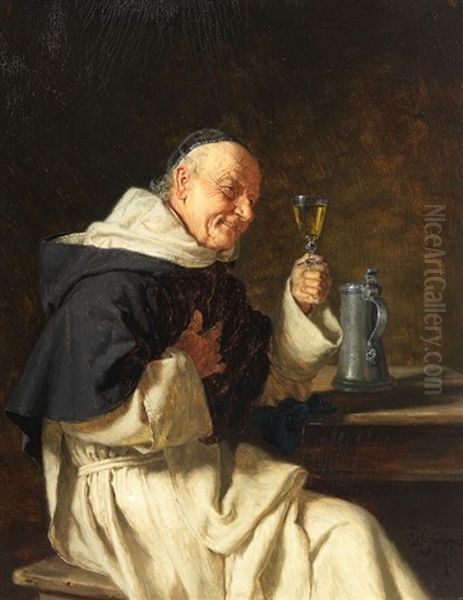 Der Gute Tropfen Oil Painting by Eduard von Gruetzner