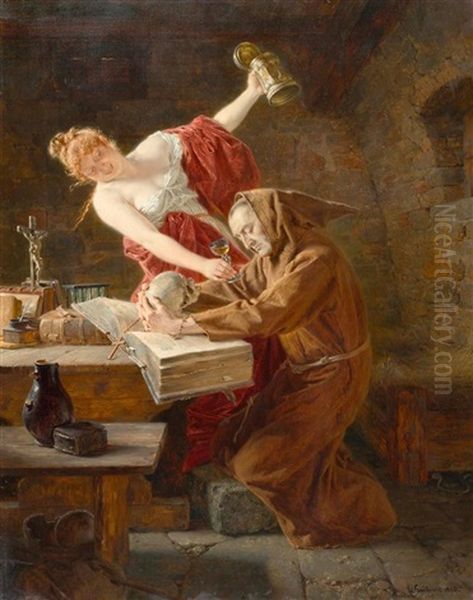 Die Versuchung Des Heiligen Antonius Oil Painting by Eduard von Gruetzner