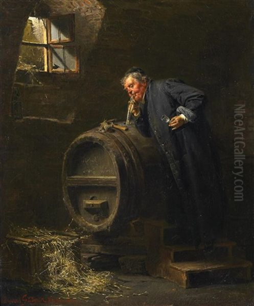 Die Weinprobe Oil Painting by Eduard von Gruetzner