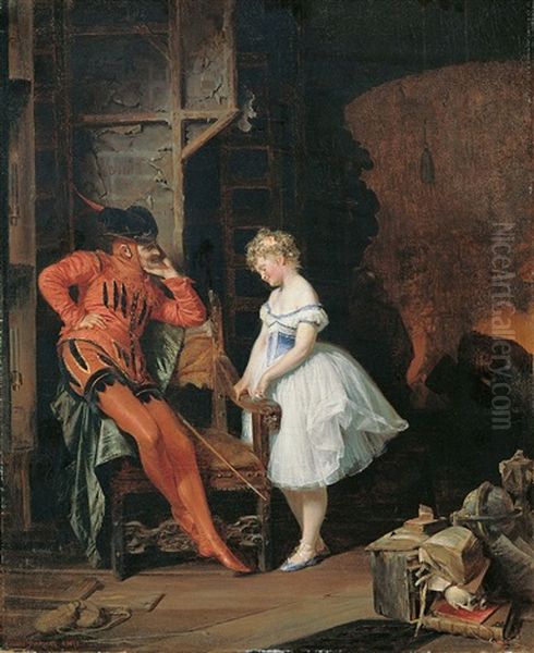 Mephisto Hinter Den Kulissen Im Gesprach Mit Einer Ballettratte Oil Painting by Eduard von Gruetzner