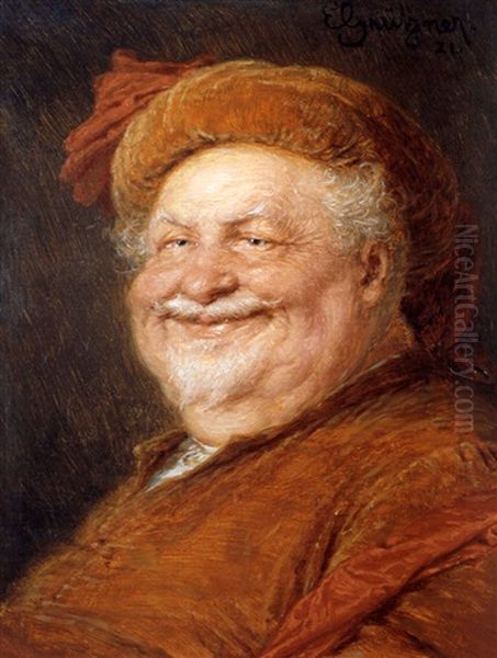 Portrait Des Falstaff by Eduard von Gruetzner