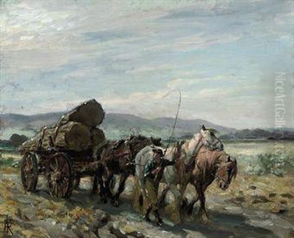 The Timber Wagon Oil Painting by Nathaniel Hughes John Baird