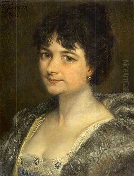 Frau Von Bartolf Oil Painting by Eduard von Gruetzner