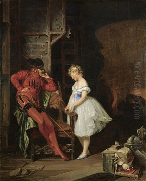 Mephisto Hinter Den Kulissen Oil Painting by Eduard von Gruetzner