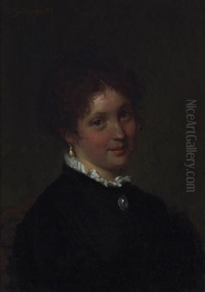 Portrait Of A Young Woman Oil Painting by Eduard von Gruetzner