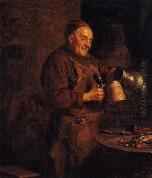 The Evening Meal Oil Painting by Eduard von Gruetzner