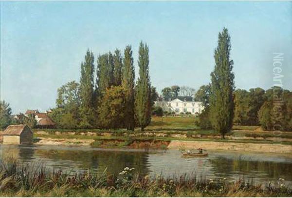 Boating On A River In France Oil Painting by William Baird