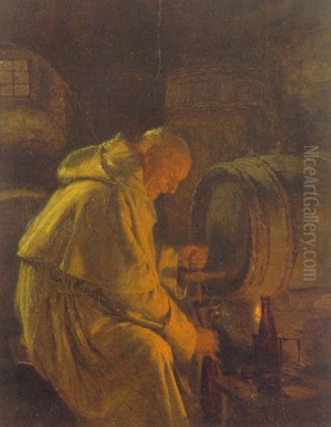 Im Weinkeller Oil Painting by Eduard von Gruetzner