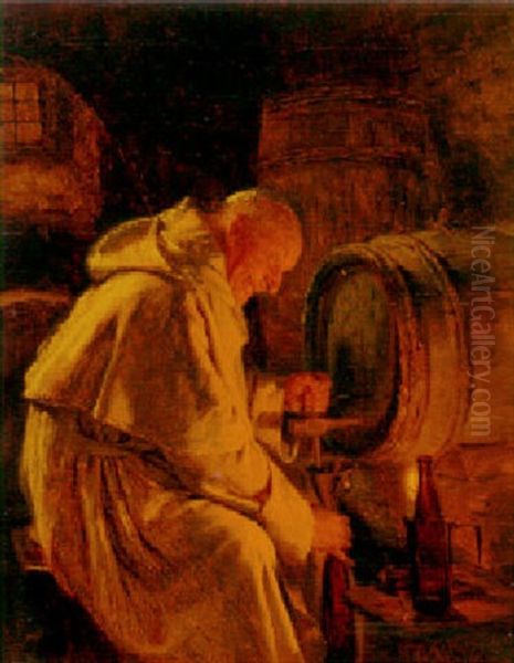 In The Wine Cellar Oil Painting by Eduard von Gruetzner