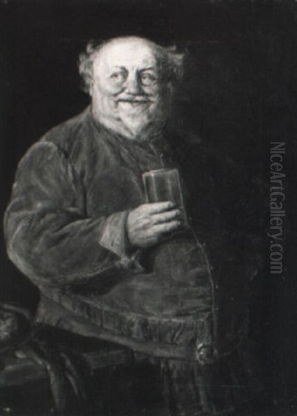 Falstaff, Ein Bierglas Haltend Oil Painting by Eduard von Gruetzner