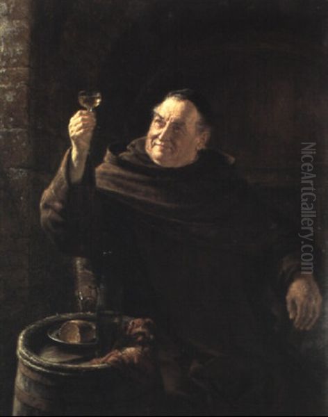 Monch In Einem Weinkeller Oil Painting by Eduard von Gruetzner