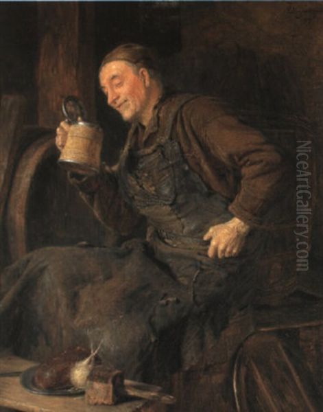 Bruder Braumeister Bei Der Brotzeit Oil Painting by Eduard von Gruetzner